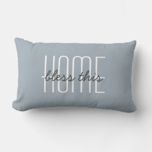 Home Sweet Home Quote Blue Customise Decorative Lumbar Cushion