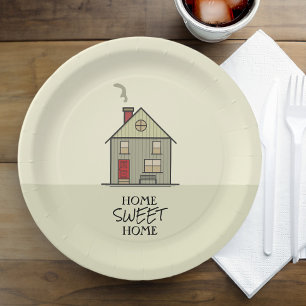 Home Sweet Home Quote Cute Housewarming House Paper Plate
