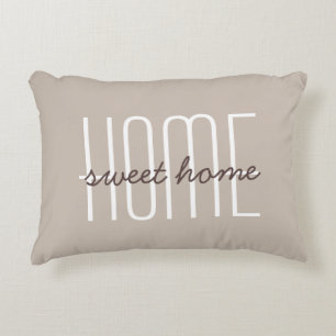 Home Sweet Home Quote Cute Typography Tan Beige Decorative Cushion
