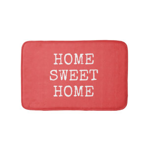 Home sweet home quote minimal coral bath mat