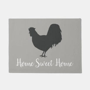 Home Sweet Home Rooster Grey Floor Mat