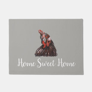 Home Sweet Home Rooster Grey Floor Mat