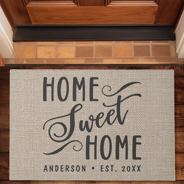 Home Sweet Home Rustic Burlap Country Family Doormat (Creator Uploaded)
