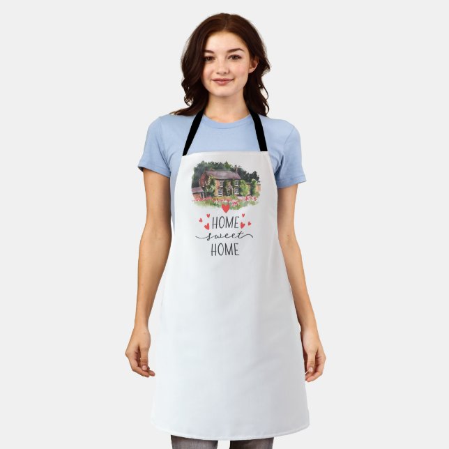 Home Sweet Home Rustic Farm Heart Floral Apron (Worn)