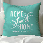 Home Sweet Home Rustic Modern Elegant Family Cushion<br><div class="desc">This design features the words "home sweet home" written in a hand lettered calligraphy script font. Personalise this cute rustic design with your family name and year established. The perfect unique modern housewarming gift for new homeowners or newlyweds.</div>