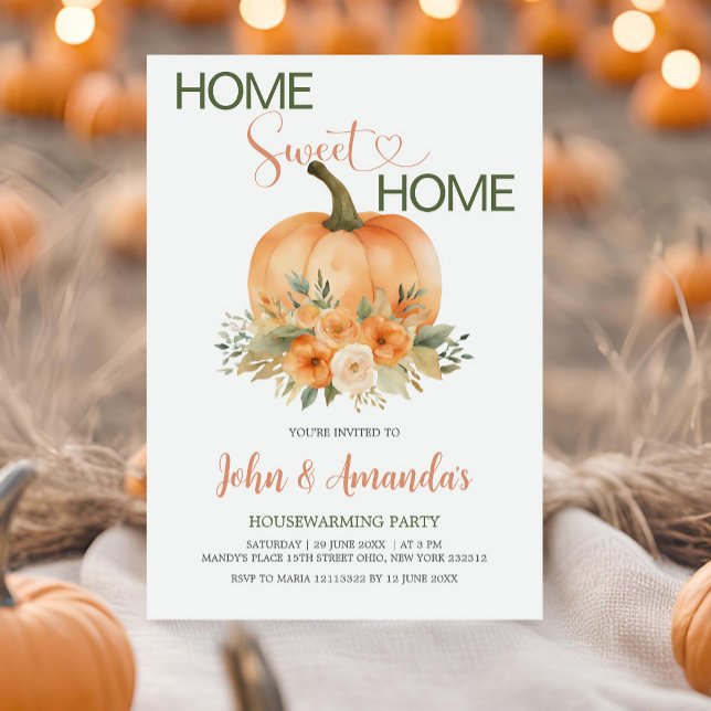 Home Sweet Home Rustic Pumpkin Housewarming Party Invitation (Creator Uploaded)