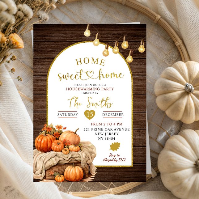 Home Sweet Home Rustic Pumpkin Housewarming Party Invitation (Creator Uploaded)