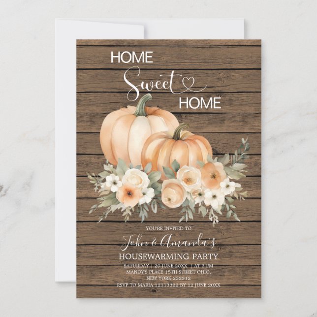 Home Sweet Home Rustic Wood Housewarming Party Invitation (Front)