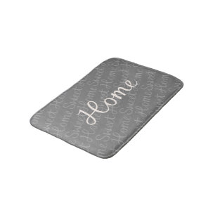 Home Sweet Home Script Design in Cream on Greys Bath Mat