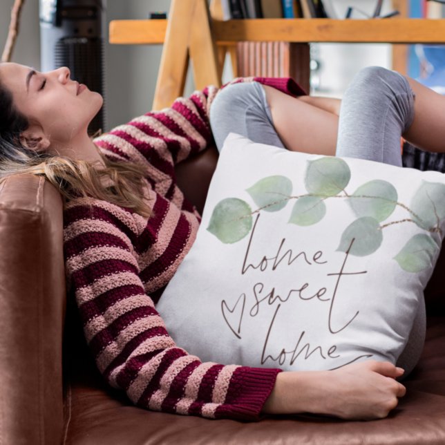 Home Sweet Home Script Green Eucalyptus Cushion (Creator Uploaded)