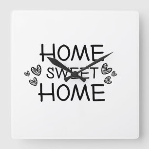 Home sweet home script square wall clock