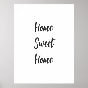 Home sweet home simple white wall minimalist poster