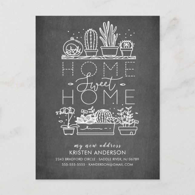 Home Sweet Home Succulent Moving Announcement Postcard (Front)