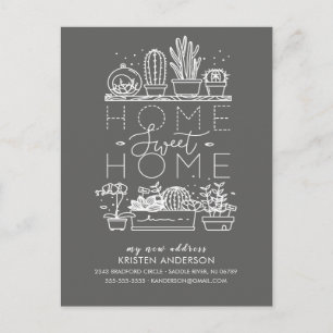 Home Sweet Home Succulent Moving Announcement Postcard
