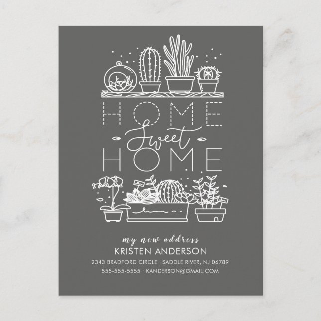 Home Sweet Home Succulent Moving Announcement Postcard (Front)