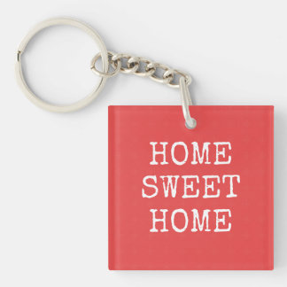 Home sweet home text pink minimal design  key ring