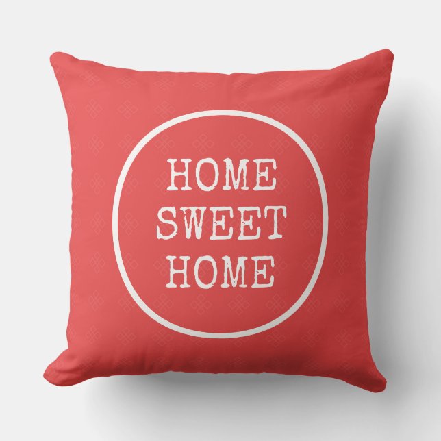Home sweet home text pink orange cushion (Front)