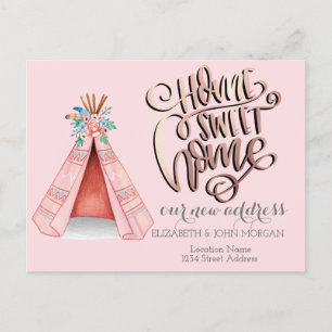 Home Sweet Home,Tribal Tent Boho Announcement Postcard