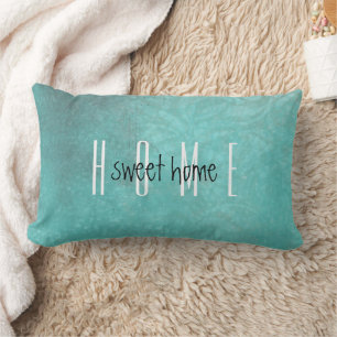 Home Sweet Home Turquoise Lumbar Cushion