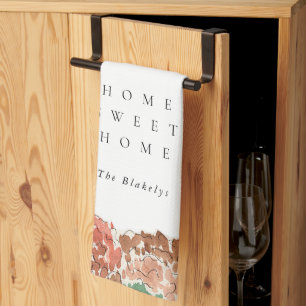 Home Sweet Home Watercolor Autumn Trees Tea Towel