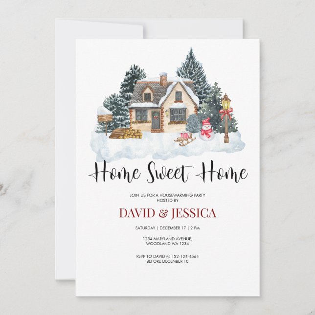 Home Sweet Home Winter Housewarming Party  Invitation (Front)
