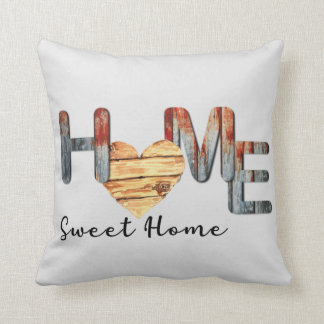 Home Sweet Home, Wood Heart Pattern Throw Pillow