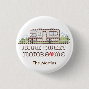 Home Sweet Motor Home, Class C Fun Road Trip 3 Cm Round Badge