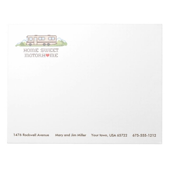 Home Sweet Motor Home Notepad (Front)