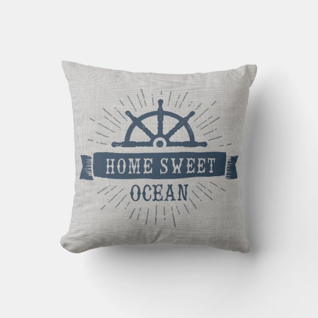 Home Sweet Ocean Captain's Wheel Cushion (Front)