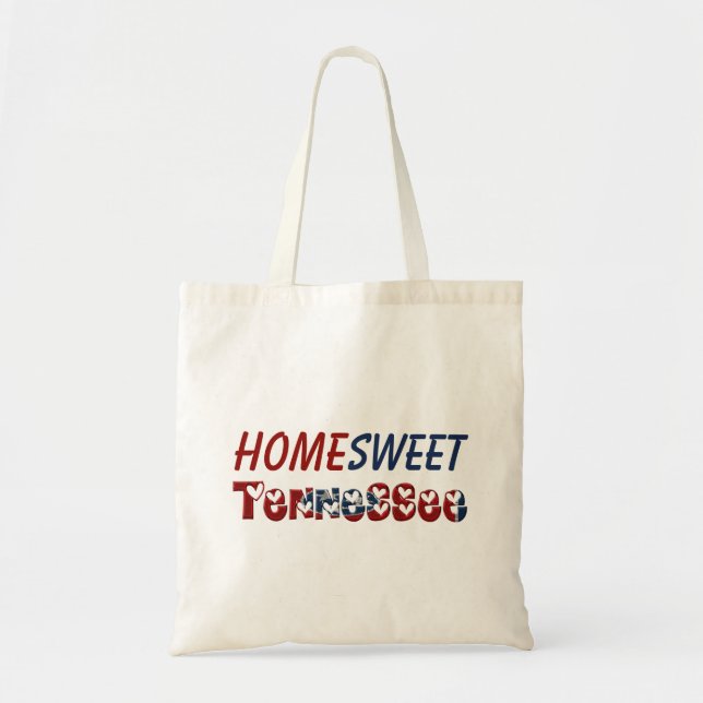 Home Sweet Tennessee State Flag Typography Hearts Tote Bag (Front)