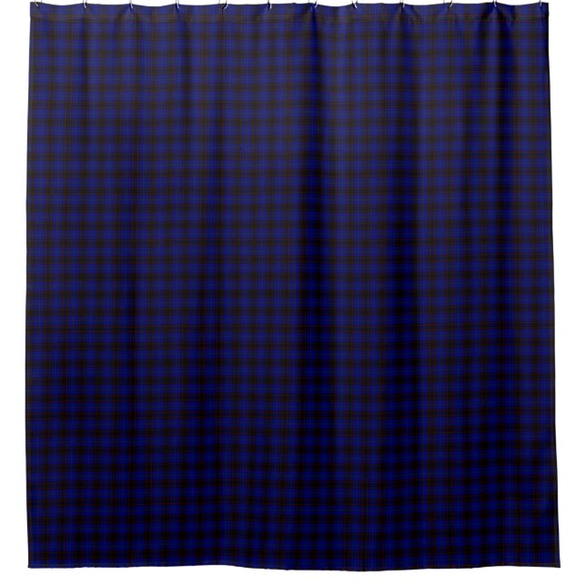 Home tartan blue black plaid shower curtain (Front)
