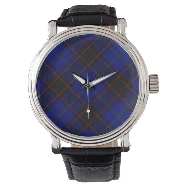 Home tartan blue black plaid watch (Front)