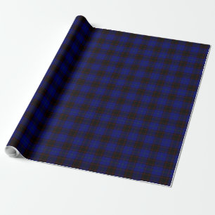 Home tartan blue black plaid wrapping paper