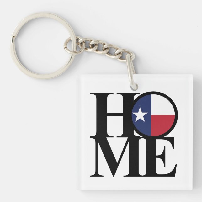 HOME Texas Lone Star Keychain Small Square (Front)