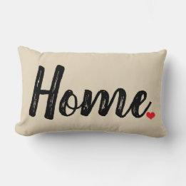 HOME texture letters with red HEART Lumbar Pillow
