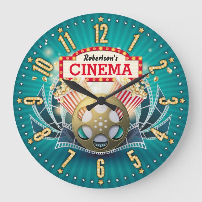 Home Theatre Cinema Personalizable Wall Clock (Front)