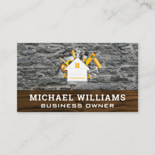Home Tools Wood Rock Background Business Card