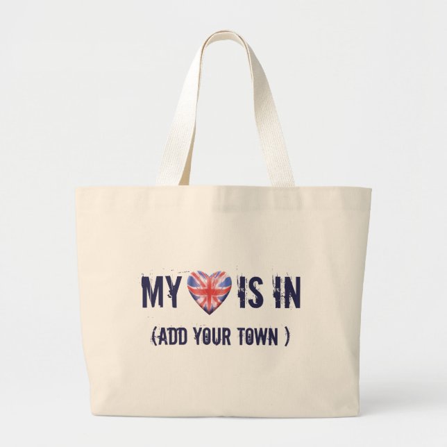 Home Town Heart Large Tote Bag (Front)