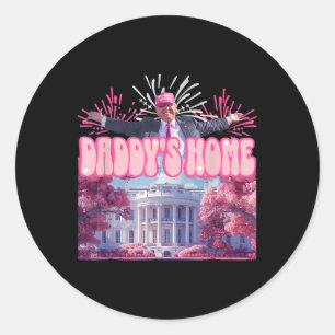 Home Trump 2024 Shirt Happy July 4th Firework Pink Classic Round Sticker