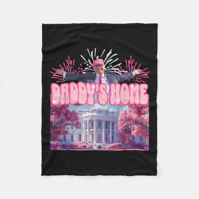 Home Trump 2024 Shirt Happy July 4th Firework Pink Fleece Blanket (Front)