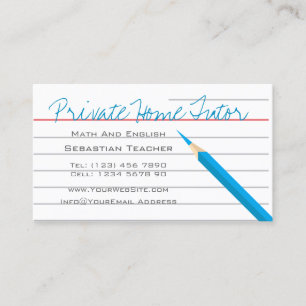 Home Tutor Teacher Pencil Business Card