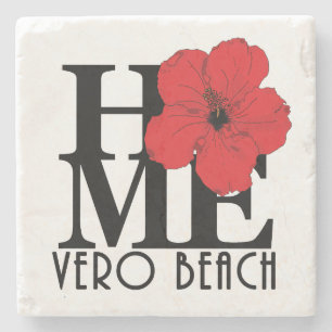 HOME Vero Beach Red Hibiscus Stone Coaster