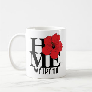 HOME Waipahu Hawaii 11oz Red Hibiscus Coffee Mug