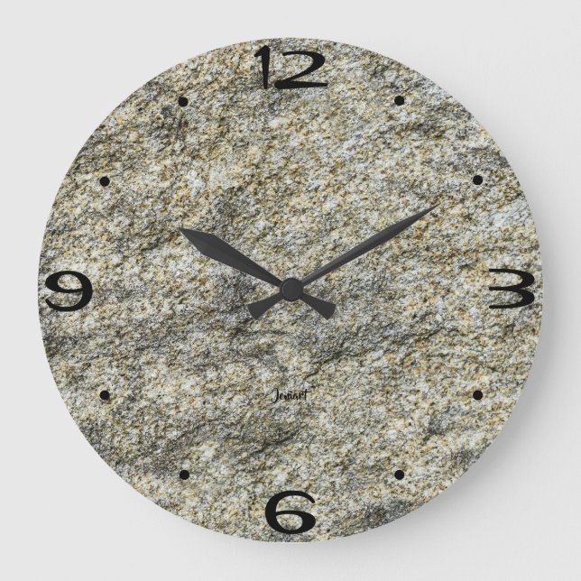 Home Wall Room Art Rock Natural Granite Texture  Large Clock (Front)