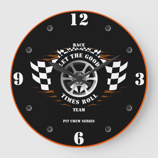 Home Wall Timepiece Sports Car Racing Pit Crew  Large Clock (Front)