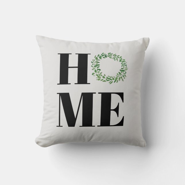 Home Welcome Wreath Throw Pillow (Front)