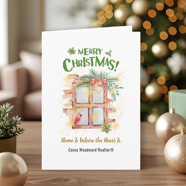 Home Where the Heart Elegant Real Estate Christmas Card (Creator Uploaded)