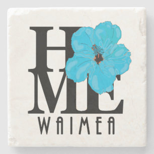 HOME Wiamea Blue Hibiscus Stone Coaster
