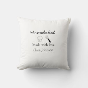 Homebaked bakery made with love add name details cushion