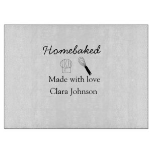 Homebaked bakery made with love add name details cutting board